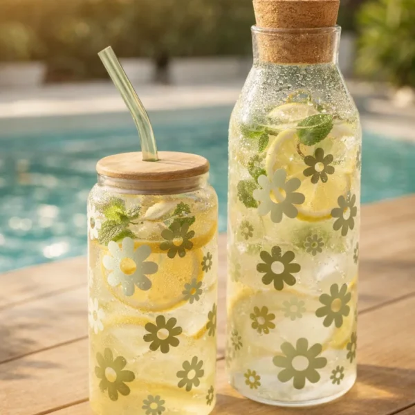 SET VASO Y BOTELLA DAISY