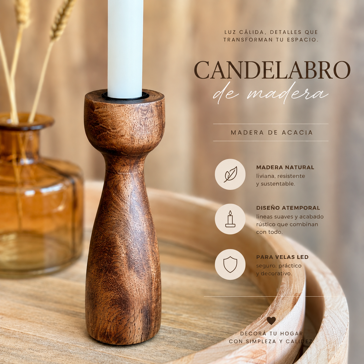 Set candelabro y vela led - Imagen 2